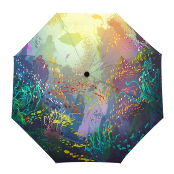  Океанские Рыбы Красивые Мечтательные Водные Растения Изготовленные на Заказ Неавтоматические Зонтики для Женщин Мужской Ветрозащитный Складной Зонт От Дождя Parasol