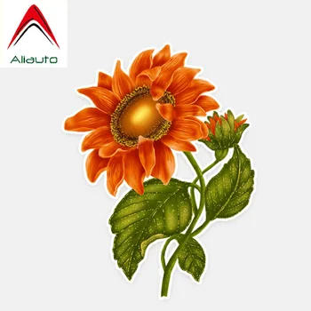  Автомобильные наклейки Aliauto Flowers, Аксессуары Pretty Sunflower, Декоративная виниловая наклейка для Skoda Volvo S60 Suzuki Sx4, 15 см * 12 см