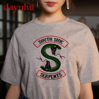  Riverdale Southside Serpents Harajuku Футболка Женская South Side Serpents Футболка со Змеиным принтом Ullzang, футболка 90-х, Топ-тройники, Женские