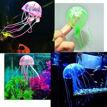  Светящиеся силиконовые искусственные Медузы, Искусственные украшения для озеленения аквариума