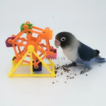  Игрушки для кормления птиц, Креативная кормушка для попугаев, Вращающиеся Обучающие игрушки, Клетка для развития интеллекта, Красочная Клюющая игрушка-Ветряная мельница