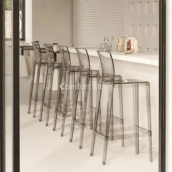  Высокие обеденные барные стулья Nordic, офисные Роскошные Современные прозрачные барные стулья для ресторана, Уникальная акриловая мебель Cadeira Alta WK