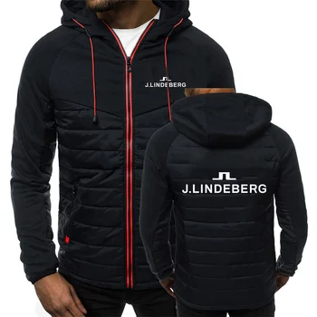  J Lindeberg Printing, новые весенне-осенние мужские толстовки, классическая модная мужская повседневная однотонная куртка на молнии с длинным рукавом