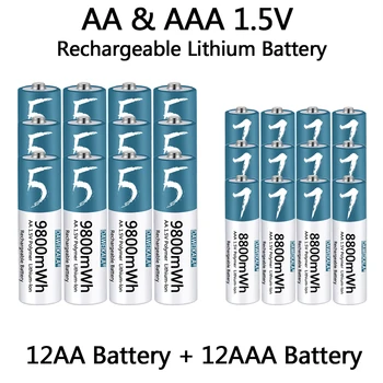  Аккумулятор AA / AAA 1,5 В Перезаряжаемый полимерный литий-ионный аккумулятор AA / AAA Аккумулятор для мыши с дистанционным управлением, маленький вентилятор, Электрическая игрушка