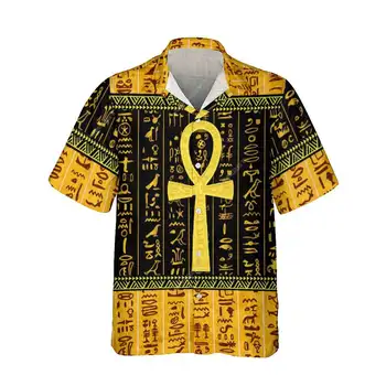  Мужская рубашка на пуговицах с 3D принтом Jumeast в африканском египетском стиле, Гавайская рубашка на пуговицах Ankh, пляжные футболки с символикой персонажей, Женская блузка YK2, капельная одежда