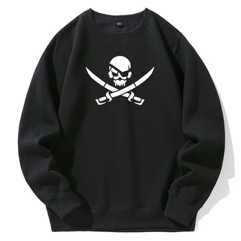 Мужские толстовки с рисунком Пиратского Черепа, Весенний высококачественный пуловер оверсайз, модный свитер в стиле аниме, мужской флисовый повседневный топ для мужчин