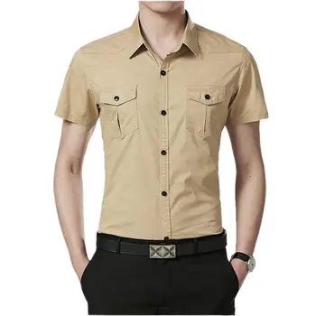  Мужская повседневная хлопчатобумажная моющаяся верхняя рубашка с тактическими товарами, летняя мужская уличная военная износостойкая дышащая рубашка с короткими рукавами