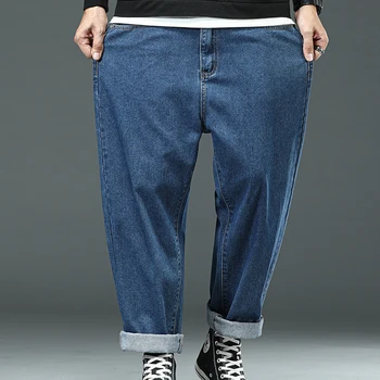  Простые повседневные мужские осенние модные джинсовые брюки, брюки, простые джинсы больших размеров, мужские свободные прямые