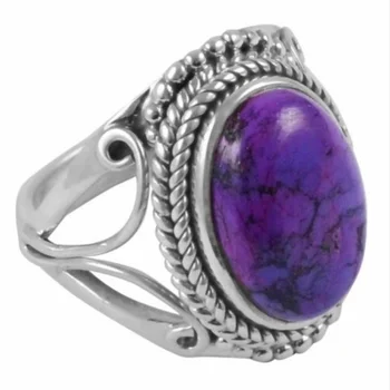  Натуральное фиолетово-бирюзовое кольцо с крупным драгоценным камнем, кольцо в стиле ретро, свадебный подарок для помолвки, украшения для вечеринок