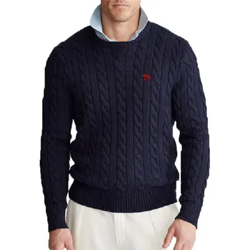 100% Хлопок Мужской высококачественный вязаный свитер с логотипом Пони Поло Топы Осенний Пуловер Fit Type Pull Homme Свитера 8519
