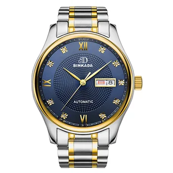 брендовые мужские механические часы часы из нержавеющей стали с верхним расположением автоматических мужских часов BINKADA