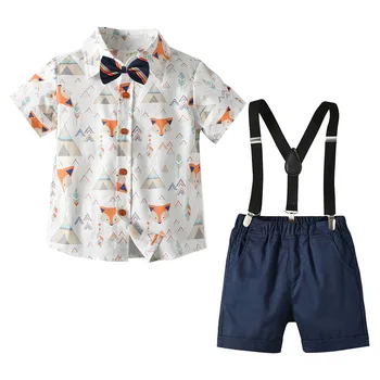  Модные летние комплекты детской одежды для мальчиков, костюм для мальчиков-джентльменов из 2 предметов, костюмы для свадеб и вечеринок