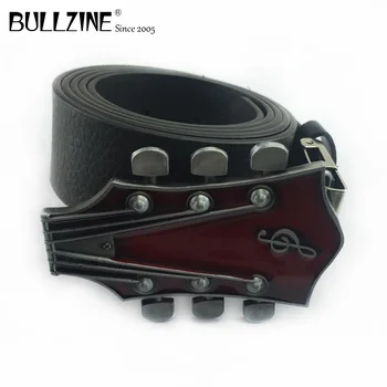  Bullzine цинковый сплав ретро гитарная головка музыкальная пряжка для ремня джинсы подарочная пряжка для ремня БЕСПЛАТНЫЙ PU ремень FP-02744-3 прямая доставка
