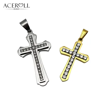  Подвеска ACEROLL из нержавеющей стали с крестом в виде трилистника для православного христианского креста с бутонами