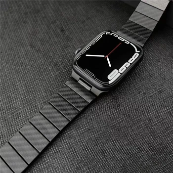  Ремешок из Углеродного Волокна Для Apple Watch Band 45 мм 44 мм 42 мм 41 мм 40 мм 38 мм Легкий Браслет-звено iWatch Series 3 4 5 6 SE 7