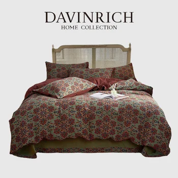  Комплект пододеяльников с турецким геометрическим рисунком DAVINRICH King Size, средневековый Дамасский декоративный комплект постельного белья из 4 предметов с 2 наволочками