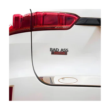  Эмблема Car Bad Ass Edition, 3D Наклейка на значок на крыле, Аксессуары для автомобильных наклеек на заднюю дверь, передний капот, багажник, черный + красный