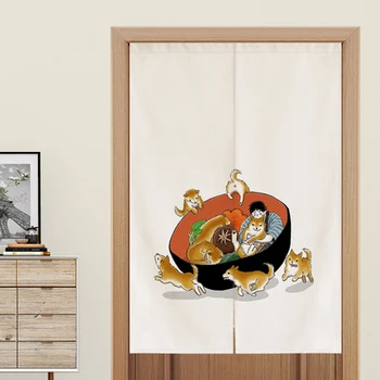  Мультяшная занавеска в японском стиле, расписанная вручную, кухня, ресторан, ткань, полупрозрачная перегородка, домашняя спальня, украшение туалета