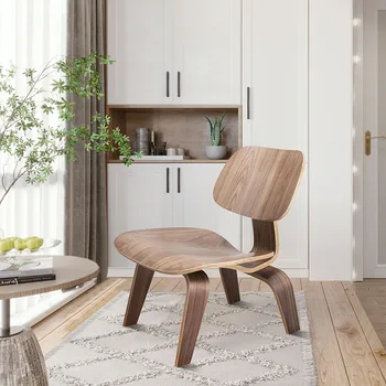  Современное кресло для отдыха из фанеры, натуральное дерево грецкого ореха, низкое кресло для отдыха для мебели для гостиной, деревянное акцентное кресло середины века