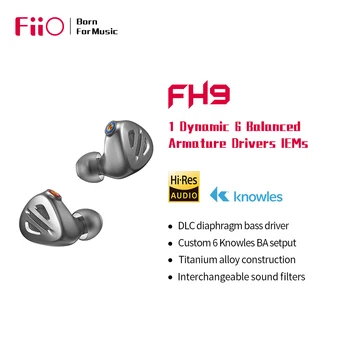  Наушники FiiO FH9 1DD + 6BA HiFi Knowles с высококачественным съемным MMCX 2.5/3.5/4.4 Наушники-вкладыши