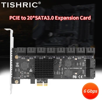  Адаптер PCIE Sata PCI-E от 1X до 20 Портов SATA С 20шт Кабелем SATA PCI Express 1X 16X Карта расширения SATA 3.0 6 Гбит/с Дополнительная карта