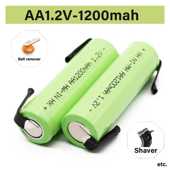  100% Оригинальная батарея 1,2 В AA, аккумуляторная батарея 1,2 В, 1200 мАч, AA NiMH, с припоем, электробритва для зубных щеток своими руками