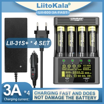  LiitoKala Lii-600 ЖК-Зарядное Устройство Для Li-ion 3,7 В NiMH 1,2 В Подходит 18650 26650 21700 18500 AA AAA Lii-51S Lii-31S Lii-35S