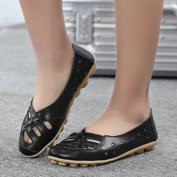  Женская обувь Летние сандалии на плоской подошве среднего и пожилого возраста, полые туфли, белые туфли медсестры, туфли матери, сандалии с отверстиями