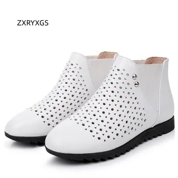  ZXRYXGS / 2023; Летние осенние женские ботинки; Сандалии в стиле ретро из натуральной кожи; Удобные нескользящие модные ботинки на плоской подошве большого размера;