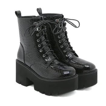  Ботильоны, ковбойские сапоги в западном стиле, женские зимние ботинки TOTEM, мотоциклетные ботинки на квадратном каблуке с круглым носком-ковбойкой, черные
