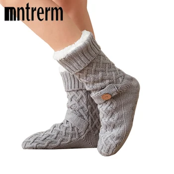  Женские зимние носки Mntrerm, толстые плюшевые хлопчатобумажные носки, теплые нескользящие домашние носки для пола, Рождественские подарки, мультяшные носки для ковров, новинка