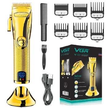  VGR Metal Профессиональный комбинированный комплект, машинка для стрижки волос, электрический триммер для мужчин, перезаряжаемая машинка для стрижки бороды и волос.