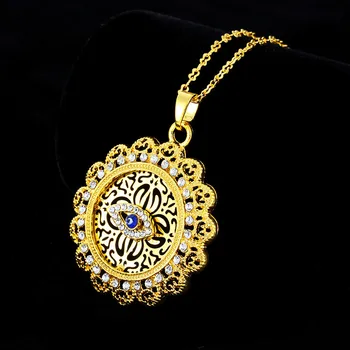  Мусульманское ожерелье для мужчин и женщин с Ближнего Востока, Ажурное кружевное украшение в виде солнечного цветка, хрустальное ожерелье с подвеской в виде дьявольского глаза.