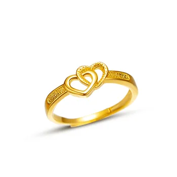  Никогда не выцветающее Золотое кольцо для женщин, оригинальные двухслойные кольца с сердечками из золота 14 карат, подарки для помолвки для девушки, распродажа в убыток