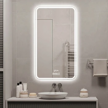 Большое Длинное Зеркало для душа с сенсорной светодиодной подсветкой, Умное Зеркало для ванной Комнаты с защитой от Запотевания, Настенное Украшение Espejo Con Luz Для дома
