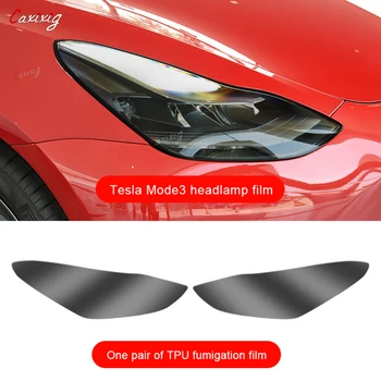  Наклейка Для Укладки Передней Фары Автомобиля Tesla Model 3 Y 2021 2022 Фары TPU Дымчатые Черные Фары Защитная Пленка Аксессуары