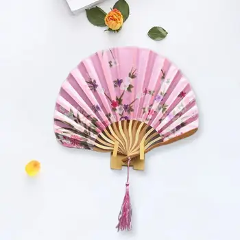  Веер в виде ракушки, Небьющееся бамбуковое декоративное кимоно с цветочным принтом, Японский стиль, ручной веер, складной веер для гостиной, Принадлежности