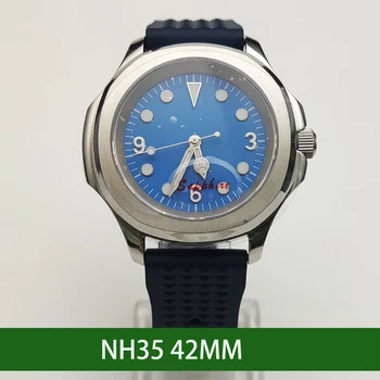  Модные деловые мужские водонепроницаемые часы со светящимся роскошным 42-миллиметровым безелем для часов с автоматическим механическим механизмом и зеркалом из сапфирового стекла
