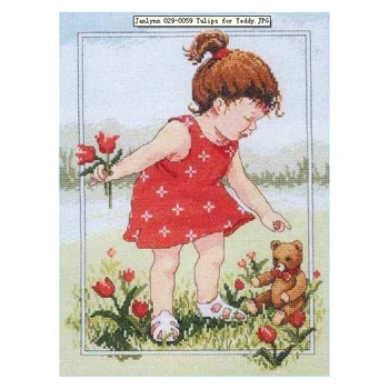  Amishop Top Quality Счетный Набор Для Вышивания Крестиком Тюльпаны Для Плюшевого Мишки И Девочки Kid Child Play Lawn Flower Janlynn 029-0059