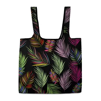  Складные сумки для покупок с разноцветными листьями, Легкая сумка для покупок, многоразовые дорожные сумки, настраиваемый рисунок