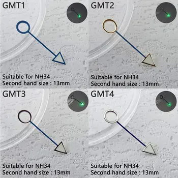  13-миллиметровая часовая игла GMT подходит для часовых аксессуаров с группой стрелок nh34 зеленая светящаяся стрелка для часов