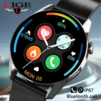  LIGE 2021 Новый Bluetooth Вызов Мужские Смарт-Часы С Полным Сенсорным Экраном, Набор Номера, Смарт-Часы, Частота Сердечных Сокращений, Спортивные Фитнес-Умные Часы Для Мужчин