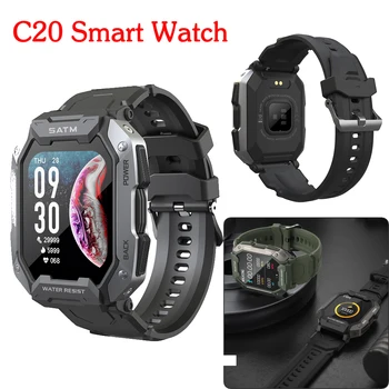  Смарт-часы C20 2023 Новые военные часы для вызова, водонепроницаемые 380 мАч, 5ATM, 24 спортивных режима, фитнес-трекер для iPhone, телефона Android