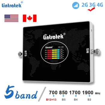  Lintratek 5-Полосный Усилитель сигнала сотового телефона 4G 3G 2G Ретранслятор Band12/13 700 Band5 850 Band4 1700 Band2 1900 Усилитель сотовой связи