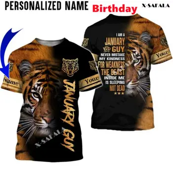  Пользовательское название Tiger Animal 3D С полным принтом, Тонкая футболка, Топы, тройники, мужские Повседневные футболки с коротким рукавом, Дышащие, быстросохнущие, Спортивные