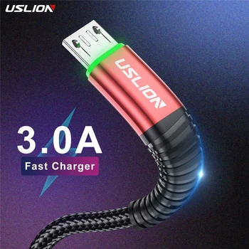  USLION Светодиодное освещение, кабель Micro USB, провод для быстрой зарядки Samsung, Xiaomi, Android, кабель для телефона Micro USB.