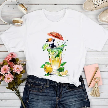  Женская футболка с принтом фруктового сока в стиле харадзюку, женские топы, повседневная уличная одежда с коротким рукавом, Летняя одежда для женщин