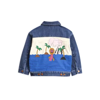  Детская одежда INS, джинсовая куртка с принтом Island Coconut для мальчиков и девочек, хлопковый топ нейтрального цвета