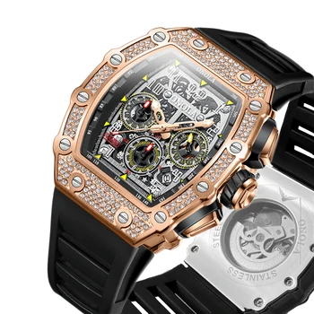 2022 Новые Роскошные Мужские часы ONOLA С Уникальным Модным Дизайном, Инкрустированным Бриллиантами, Автоматические Механические Водонепроницаемые Наручные часы Для Мужчин