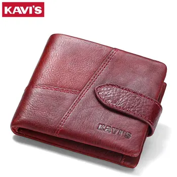  KAVIS Classic Короткий мини-кошелек для женщин из натуральной кожи, маленький кошелек с защитой от RFID, держатель для кредитных карт с карманом для монет на молнии